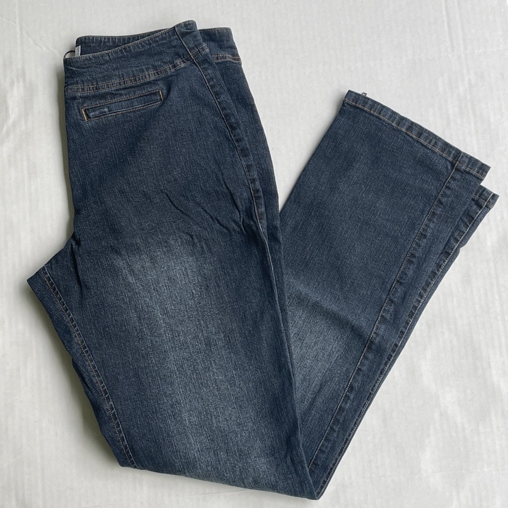 Soft Surroundings Jeans Size 10 Straight Leg Zipper Closure Button Zip Ankle ***